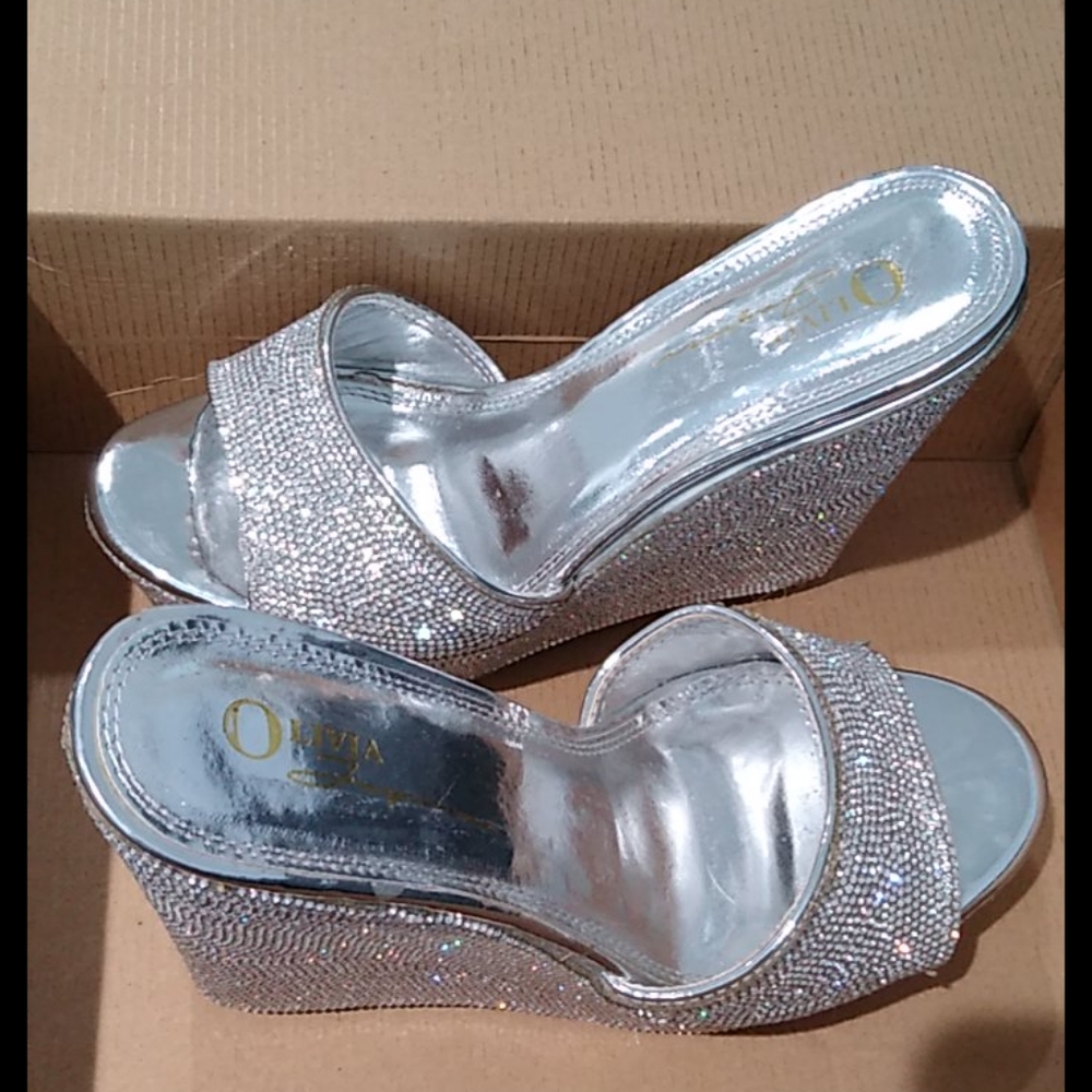 Olivia Jaymes Rhinestone Silver Shoes